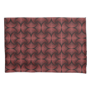 Graphic Geometric 3D Scallop Fan Red Pillowcase