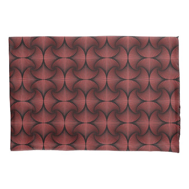 Graphic Geometric 3D Scallop Fan Red Pillowcase (Front)