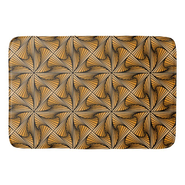 Graphic Geometric 3D Spiral Twist Orange Bath Mat (Front)