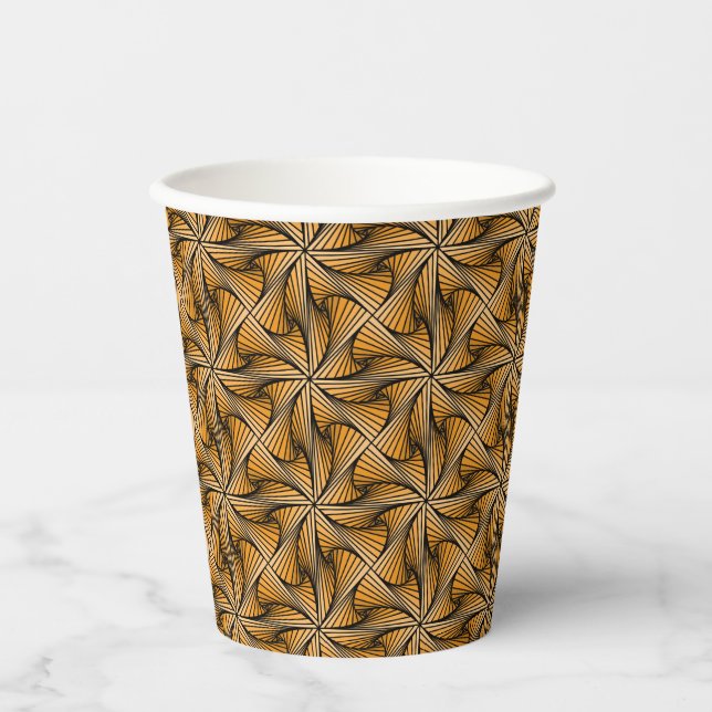 Graphic Geometric 3D Spiral Twist Orange Paper Cups (Front)