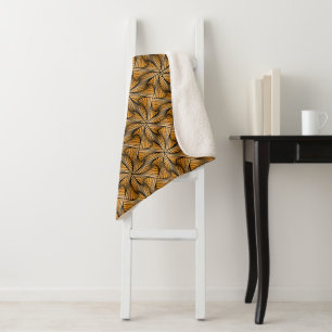 Graphic Geometric 3D Spiral Twist Orange Sherpa Blanket