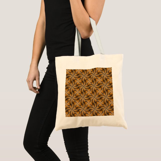 Graphic Geometric 3D Spiral Twist Orange Tote Bag (Front (Product))