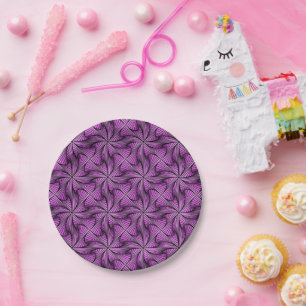Graphic Geometric 3D Spiral Twist Pink Paper Plate