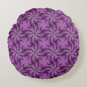 Graphic Geometric 3D Spiral Twist Pink Round Pillow