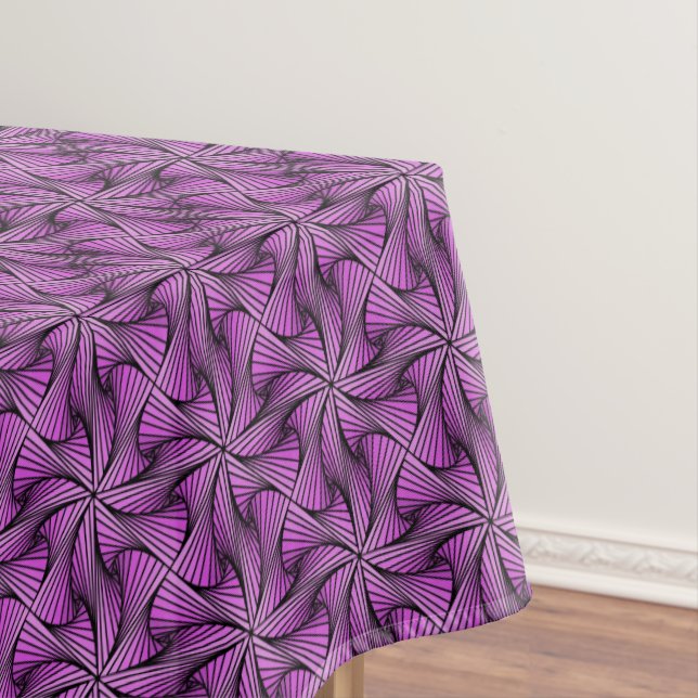 Graphic Geometric 3D Spiral Twist Pink Tablecloth (In Situ)