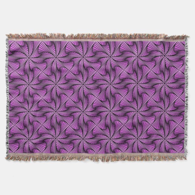 Graphic Geometric 3D Spiral Twist Pink Throw Blanket (Front)