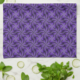 Graphic Geometric 3D Spiral Twist Purple Kitchen Towel
