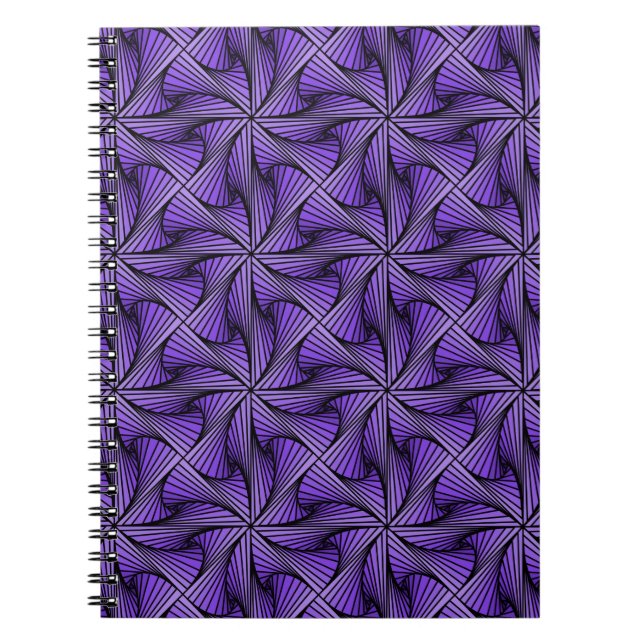 Graphic Geometric 3D Spiral Twist Purple Notebook (Front)