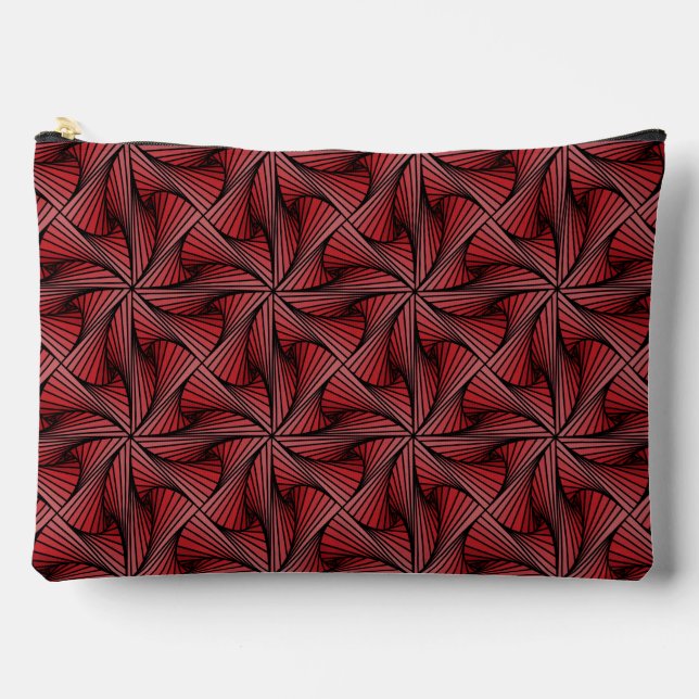 Graphic Geometric 3D Spiral Twist Red Accessory Pouch (Front)