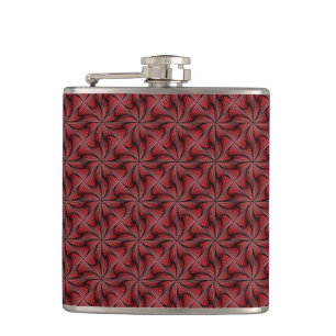 Graphic Geometric 3D Spiral Twist Red Hip Flask
