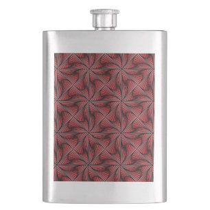 Graphic Geometric 3D Spiral Twist Red Hip Flask