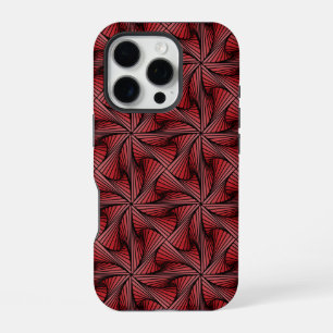 Graphic Geometric 3D Spiral Twist Red iPhone 16 Pro Case