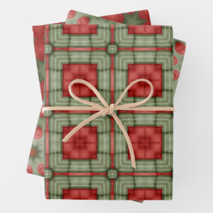 graphic green and red wrapping paper