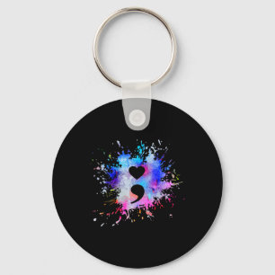 Graphic Heart Semicolon Symbol Keychain