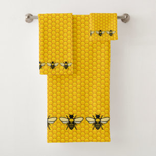 Graphic Honey Bees Bath Towel Set
