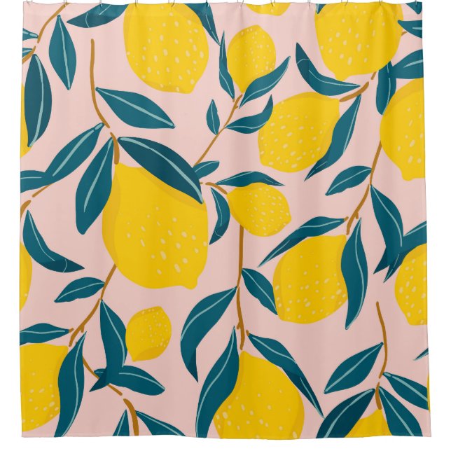 Graphic illustrated lemons: pink seamless pattern (Front)