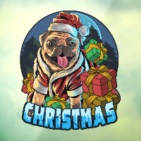 Graphic Illustration Christmas Pug