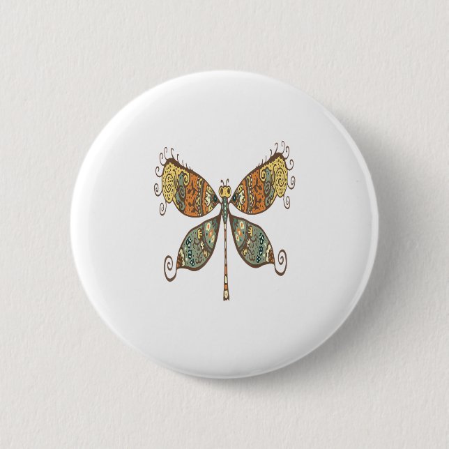 Graphic Insect Dragonfly Dragon Fly T-Shirt 2 Inch Round Button (Front)