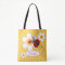 Graphic ladybug flowers girls name tote bag