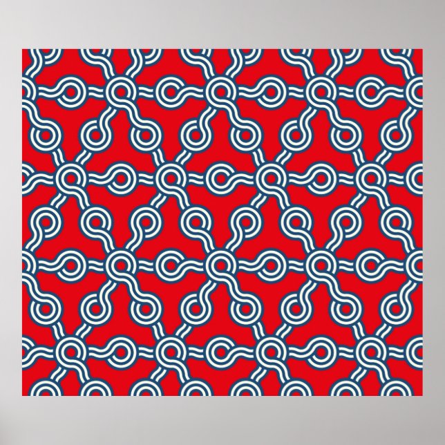 graphic lattice seamless pattern with hexagons gri poster (Front)