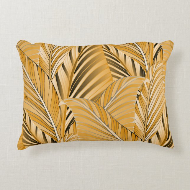 graphic leaves exotic foliage seamless pattern in  accent pillow (Front)