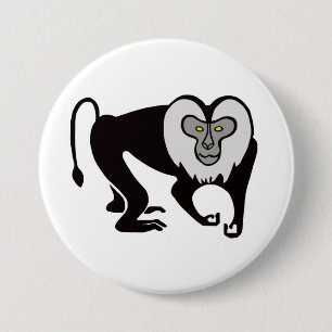 Graphic -Lion-tailed MACAQUE -Monkey- Wildlife - 3 Inch Round Button