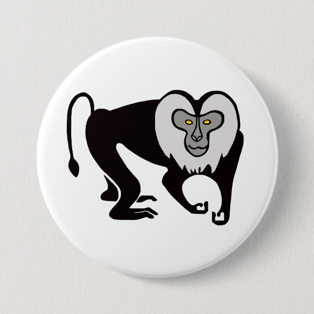 Graphic -Lion-tailed MACAQUE -Monkey- Wildlife - 3 Inch Round Button (Front)