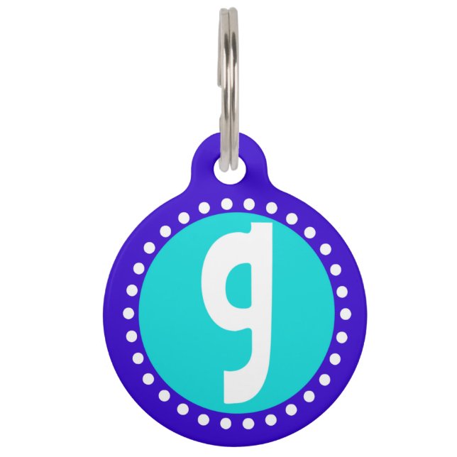 Graphic Lowercase Letter G Custom Initial Pet Tag (Front)