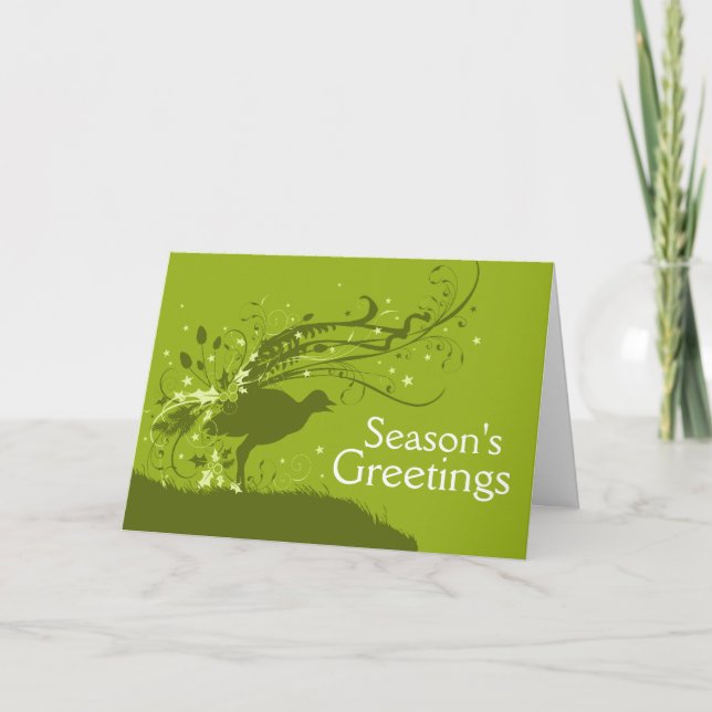 Graphic lyrebird green Christmas card (Front)