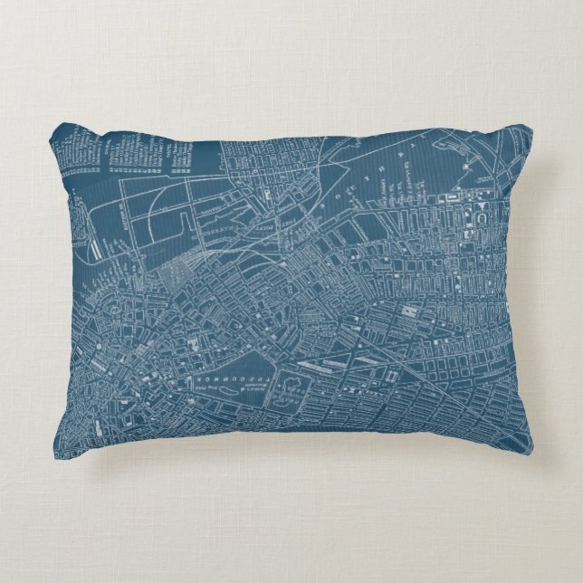 Graphic Map of Boston Accent Pillow (Front)