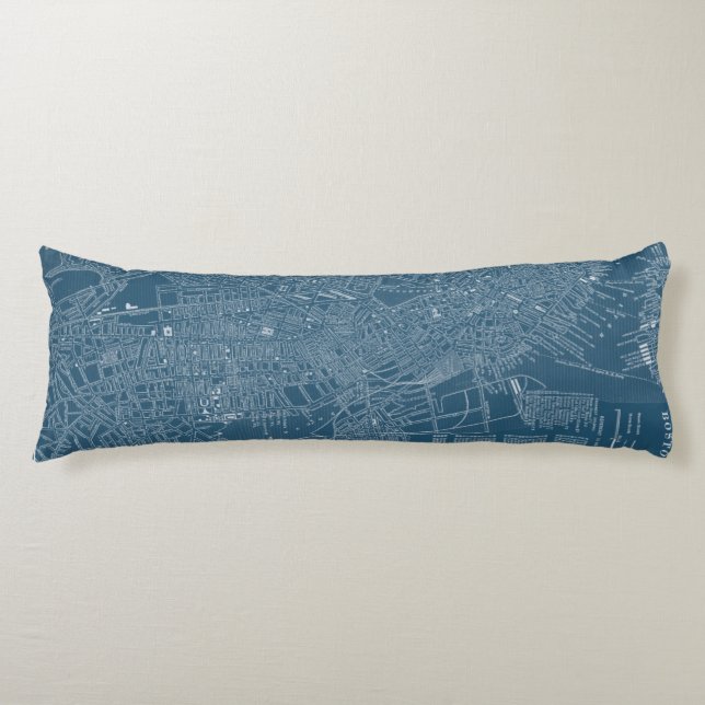 Graphic Map of Boston Body Pillow (Front)