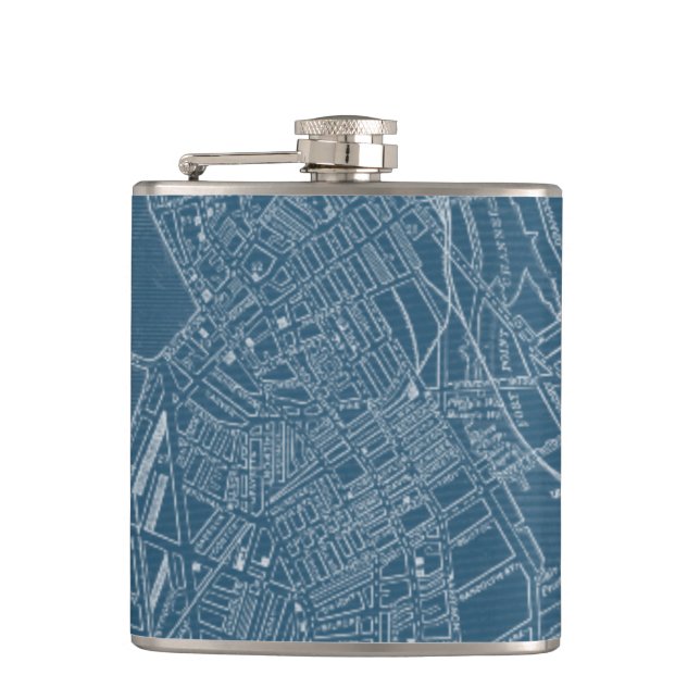 Graphic Map of Boston Hip Flask (Front)