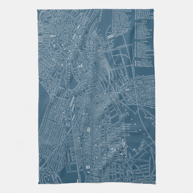 Graphic Map of Boston Kitchen Towel (Vertical)