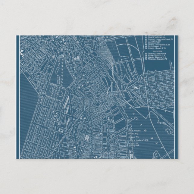 Graphic Map of Boston Postcard (Front)
