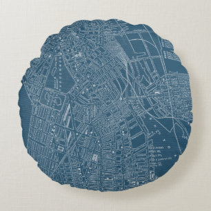 Graphic Map of Boston Round Pillow