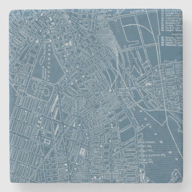 Graphic Map of Boston Stone Coaster (Front)
