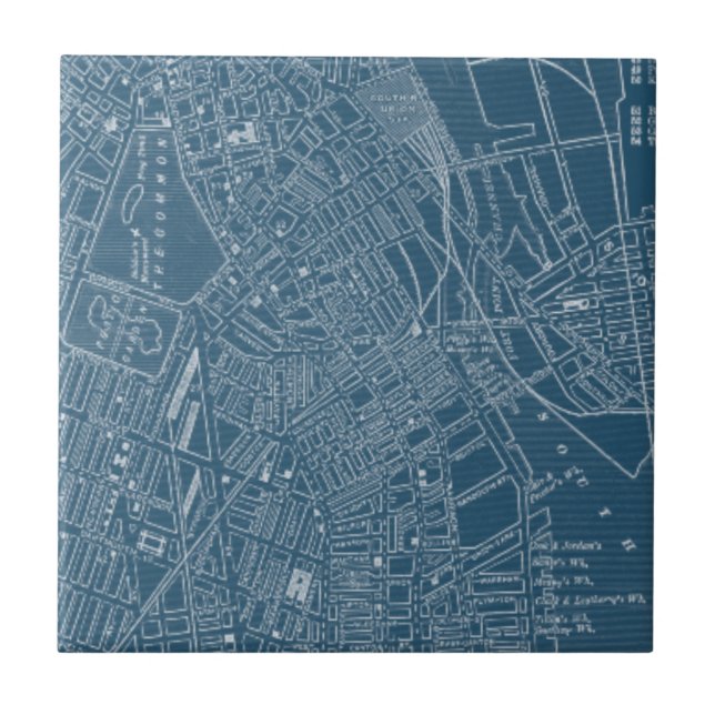 Graphic Map of Boston Tile (Front)