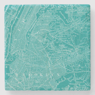 Graphic Map of New York Stone Coaster
