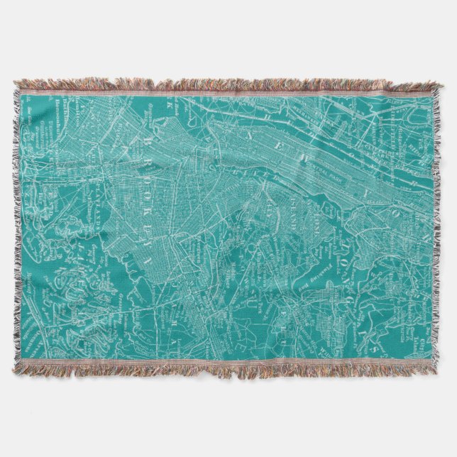 Graphic Map of New York Throw Blanket (Front)