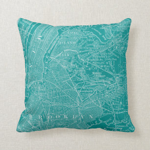 Graphic Map of New York Throw Pillow