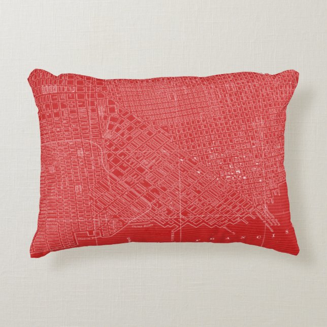 Graphic Map of San Francisco Decorative Pillow (Front)