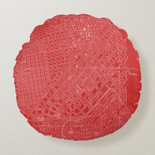 Graphic Map of San Francisco Round Pillow (Front)