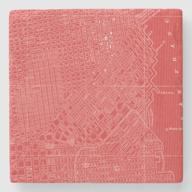 Graphic Map of San Francisco Stone Coaster (Front)