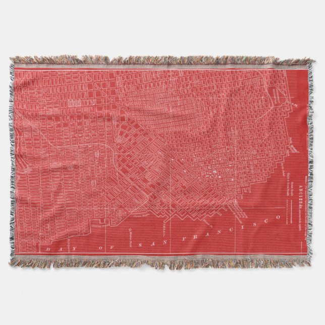 Graphic Map of San Francisco Throw Blanket (Front)