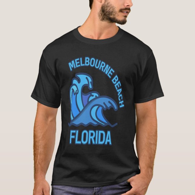 Graphic Melbourne Beach Florida Pocket Wave Souven T-Shirt (Front)