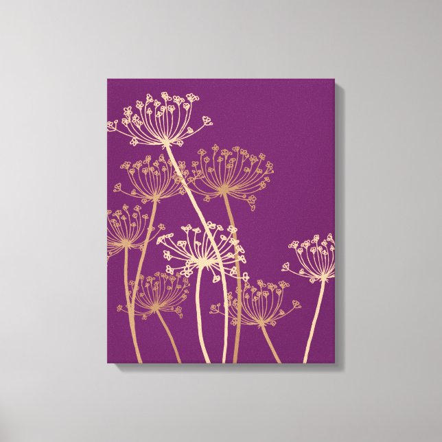 Graphic modern flower chervil purple canvas print (Front)