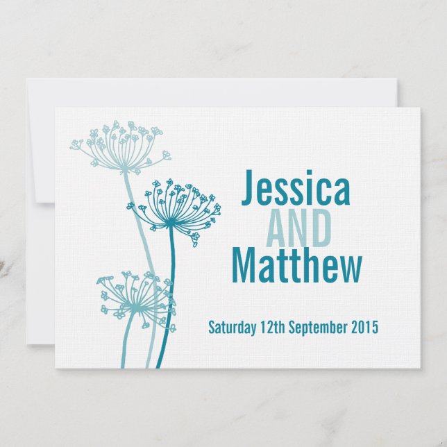 Graphic modern flower cows parsley wedding invite (Front)