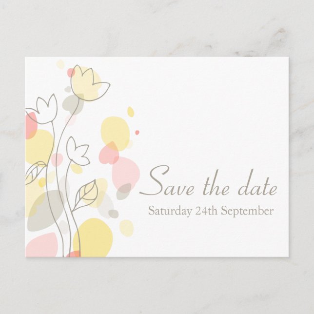 Graphic modern flower petals save the date card (Front)