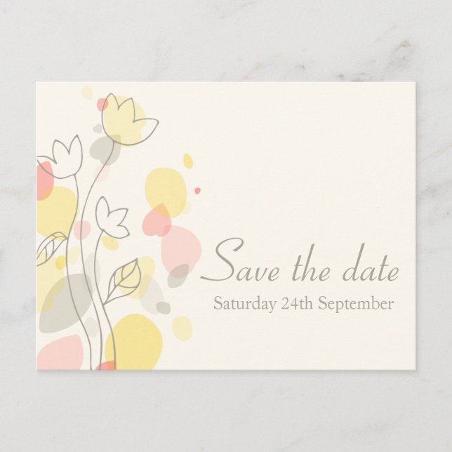 Graphic modern flower petals save the date card (Front)