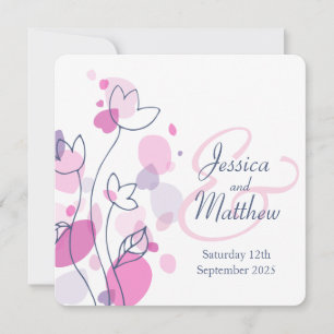 Graphic modern flower petals square wedding invite
